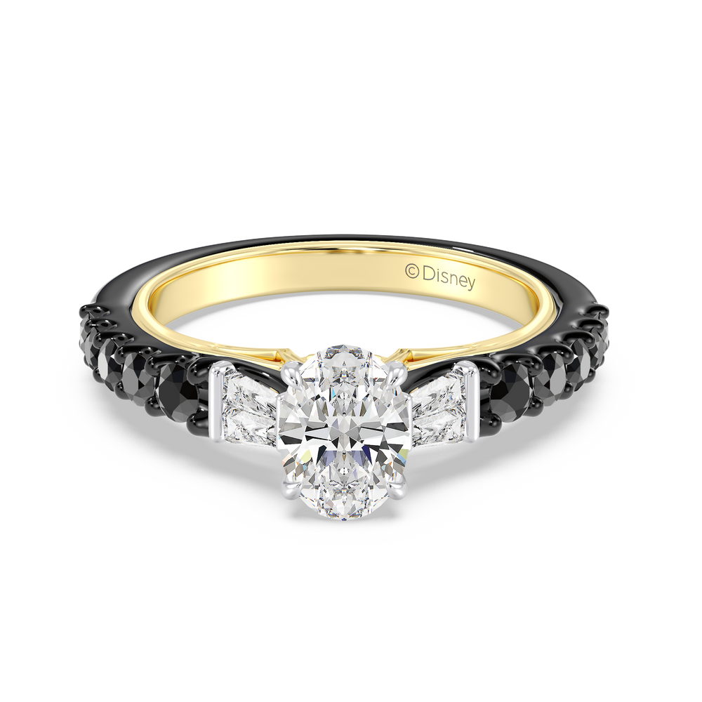 Enchanted Star Lab Grown Diamond 14K Gold Evil Queen Two Tone Engagement Ring with Black/Yellow Cut Diamond in 14KT Oval view 2
