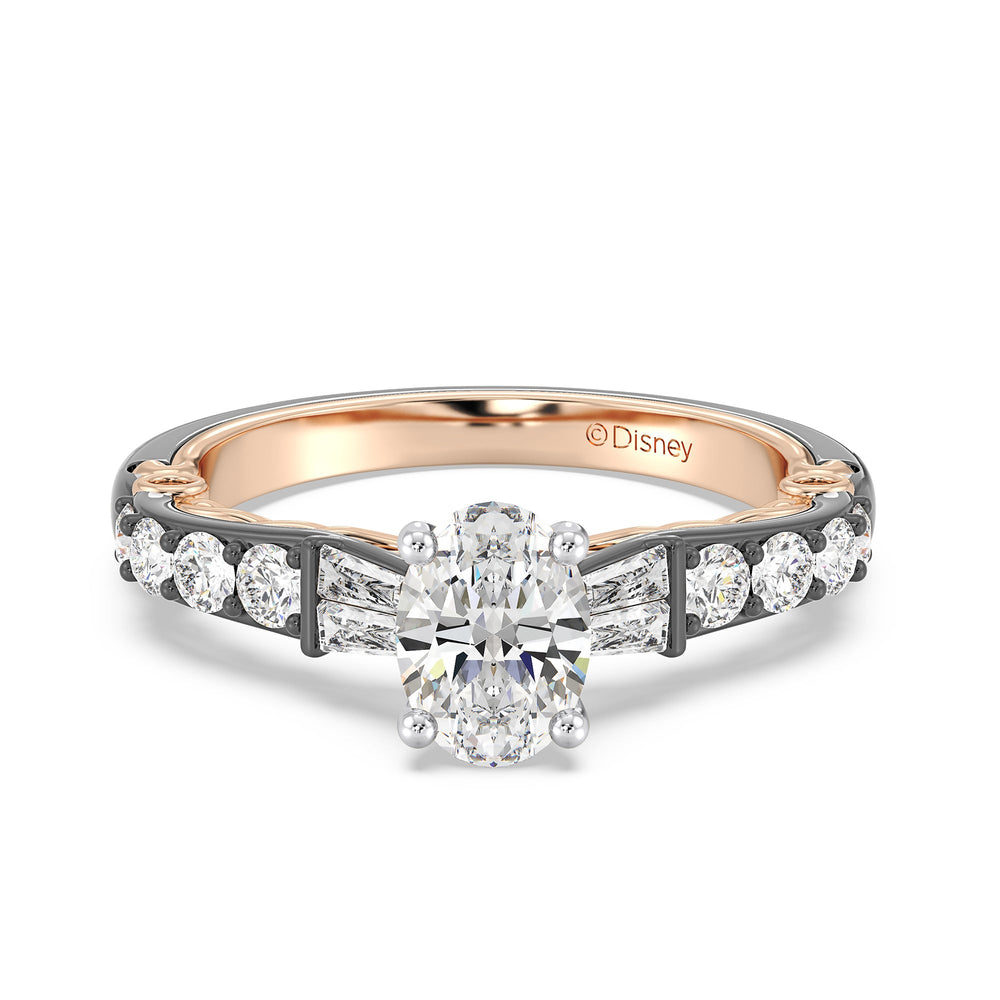 Enchanted Star Lab Grown Diamond 14K Gold Evil Queen Engagement Ring with Black/Rose Cut Diamond in 14KT Oval view 3
