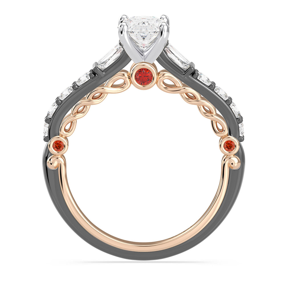 Enchanted Star Lab Grown Diamond 14K Gold Evil Queen Engagement Ring with Black/Rose Cut Diamond in 14KT Oval view 4

