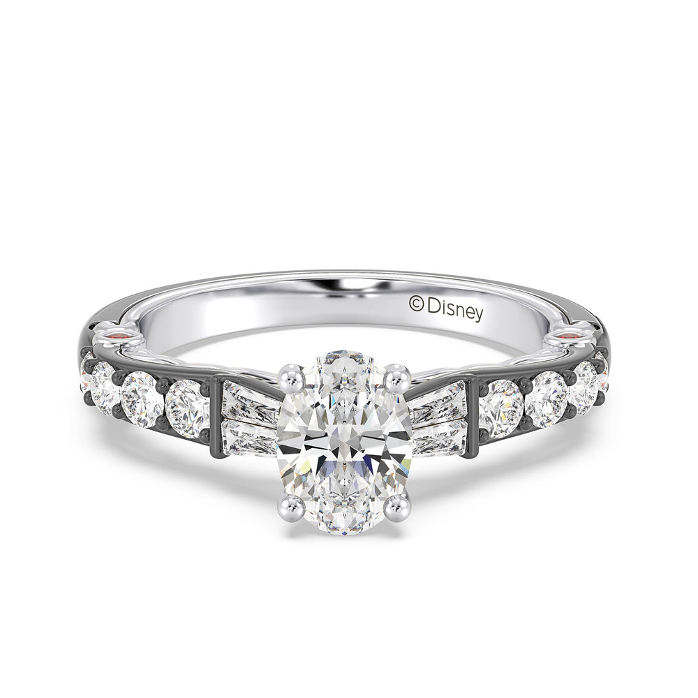 Enchanted Star Lab Grown Diamond 14K Gold Evil Queen Engagement Ring with Black/White Cut Diamond in 14KT Oval view 3
