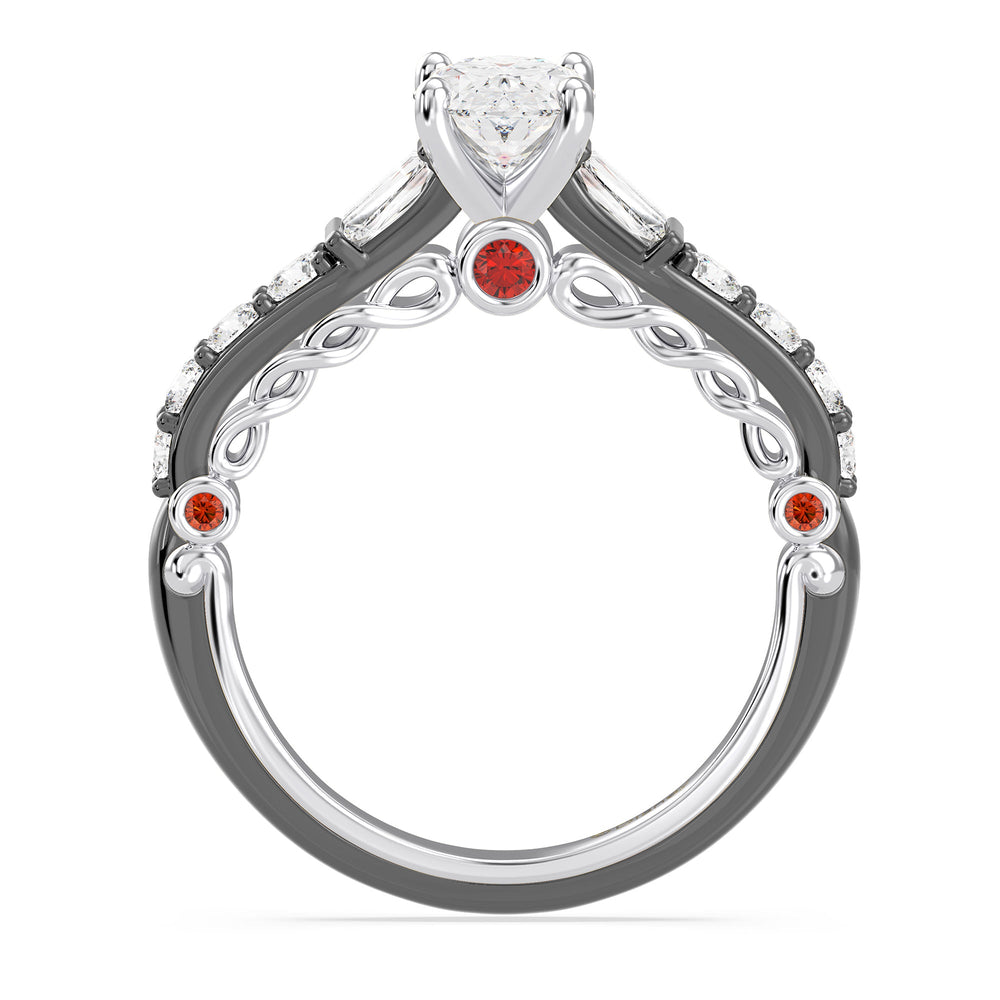 Enchanted Star Lab Grown Diamond 14K Gold Evil Queen Engagement Ring with Black/White Cut Diamond in 14KT Oval view 4
