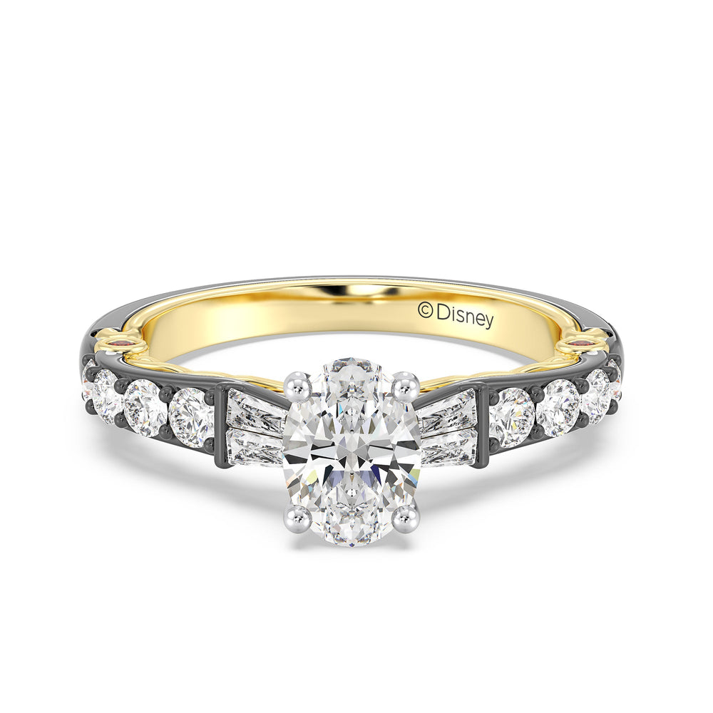 Enchanted Star Lab Grown Diamond 14K Gold Evil Queen Engagement Ring with Black/Yellow Cut Diamond in 14KT Oval view 3
