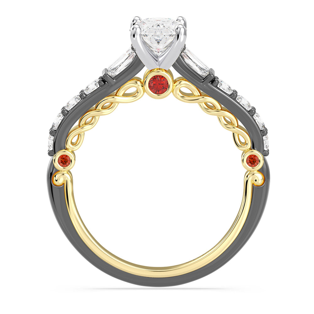 Enchanted Star Lab Grown Diamond 14K Gold Evil Queen Engagement Ring with Black/Yellow Cut Diamond in 14KT Oval view 4
