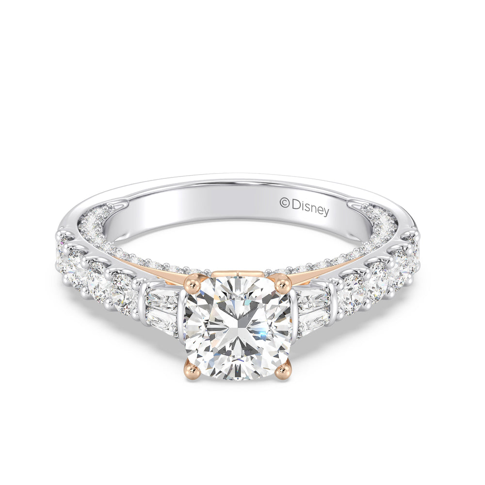 Enchanted Star Lab Grown Diamond 14k Gold Aurora Engagement Ring with White/Rose Cut Diamond in 14KT Cushion view 3
