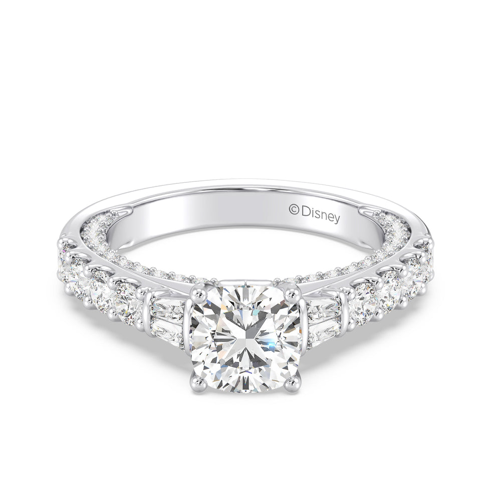 Enchanted Star Lab Grown Diamond 14k Gold Aurora Engagement Ring with White Cut Diamond in 14KT Cushion view 3
