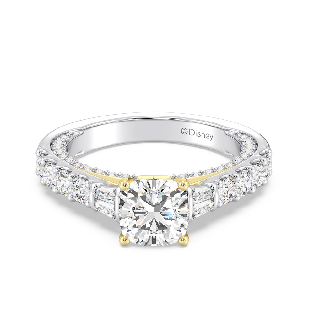 Enchanted Star Lab Grown Diamond 14k Gold Aurora Engagement Ring with White/Yellow Cut Diamond in 14KT Cushion view 3
