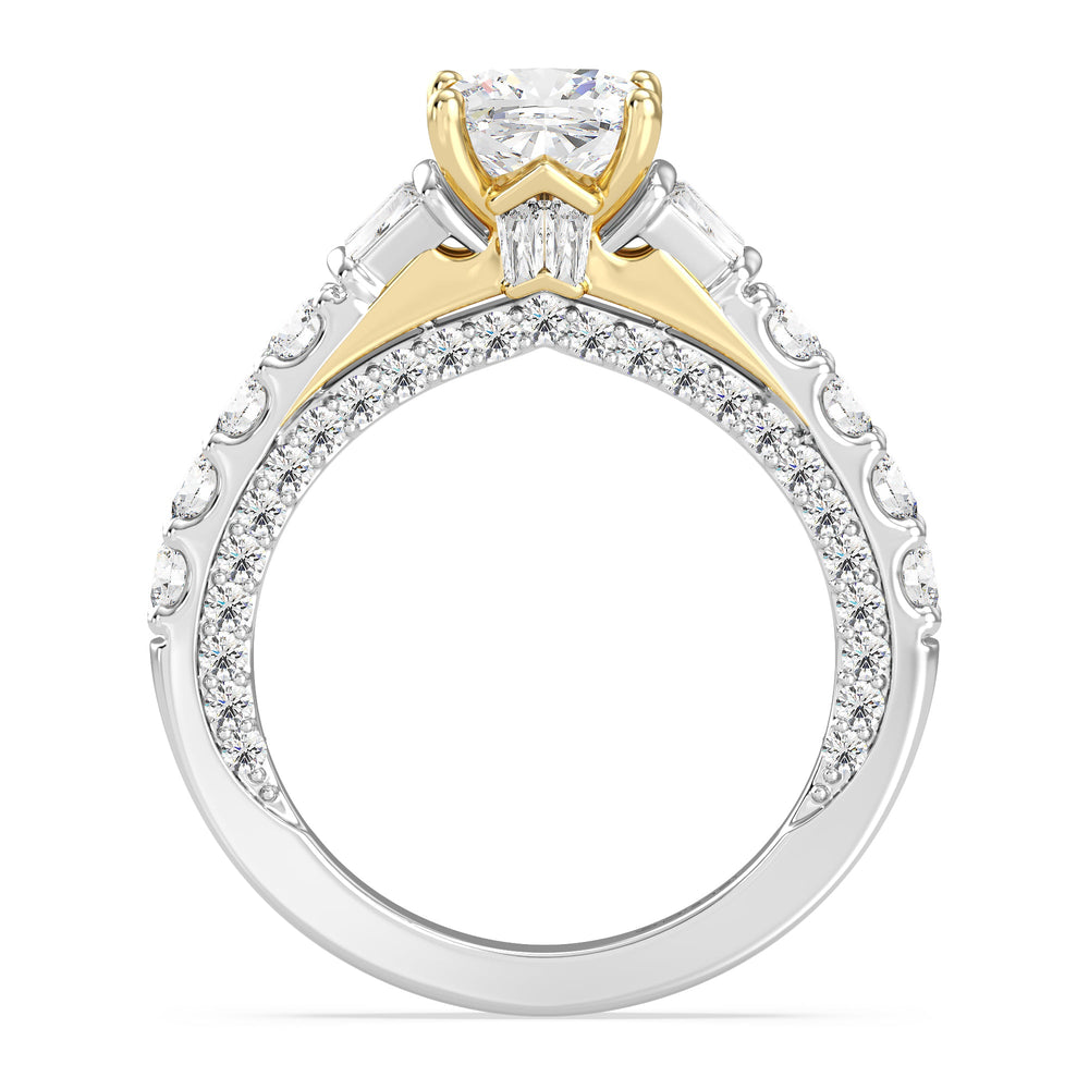 Enchanted Star Lab Grown Diamond 14k Gold Aurora Engagement Ring with White/Yellow Cut Diamond in 14KT Cushion view 4
