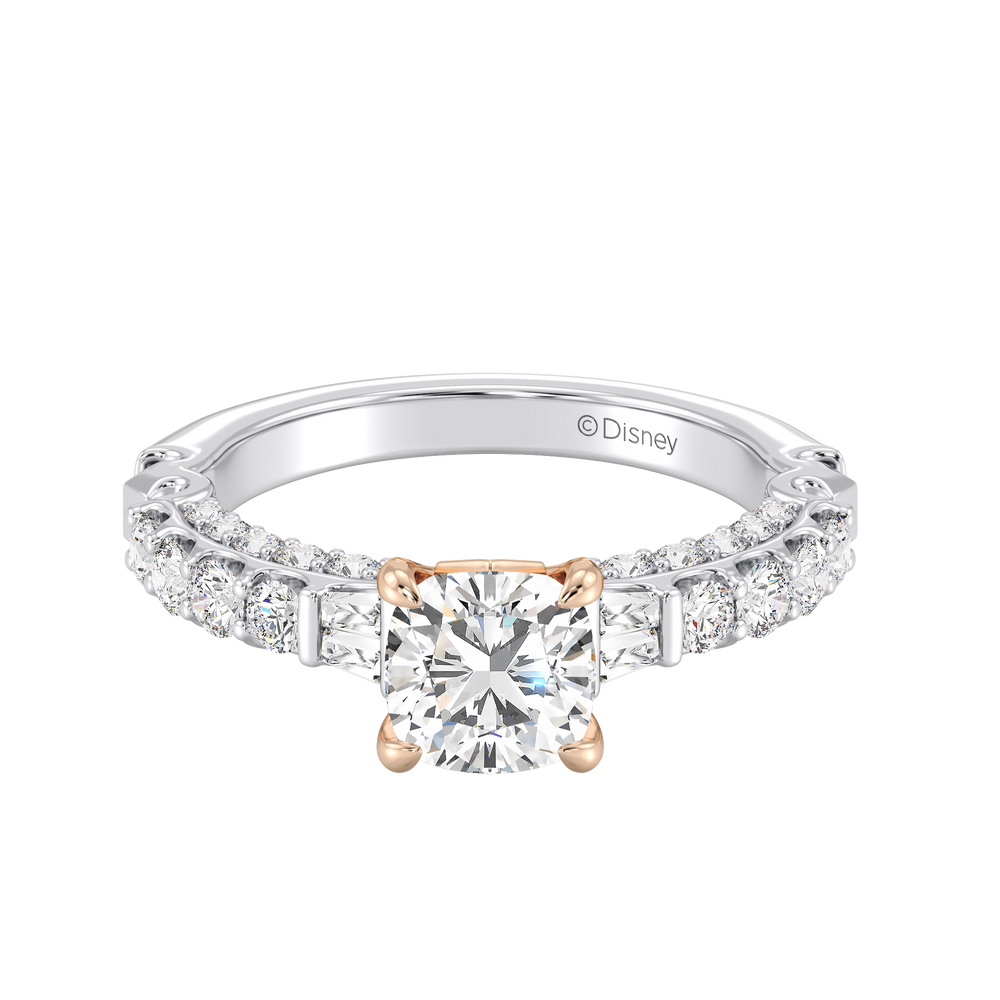 Enchanted Star Lab Grown Diamond 14K Gold Aurora Crown Engagement Ring with White/Rose Cut Diamond in 14KT Cushion view 2
