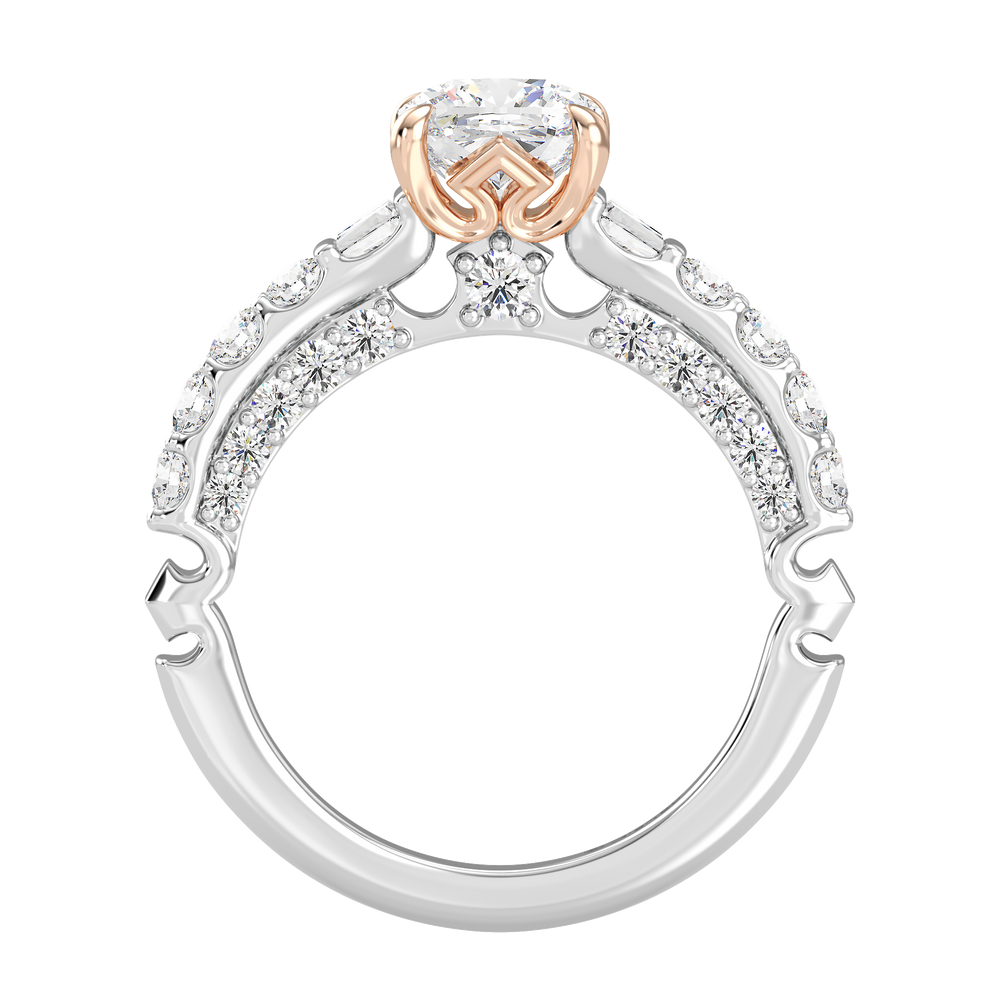 Enchanted Star Lab Grown Diamond 14K Gold Aurora Crown Engagement Ring with White/Rose Cut Diamond in 14KT Cushion view 3

