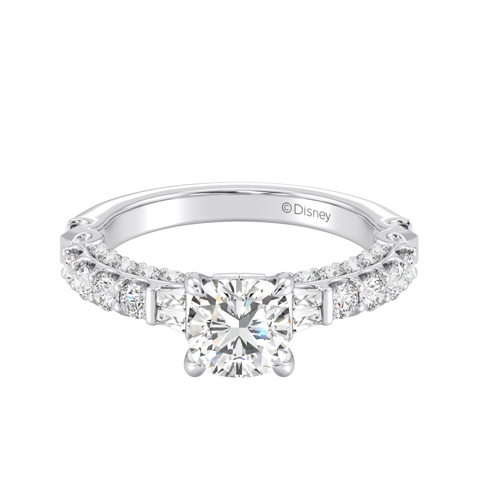 Enchanted Star Lab Grown Diamond 14K Gold Aurora Crown Engagement Ring with White Cut Diamond in 14KT Cushion view 2

