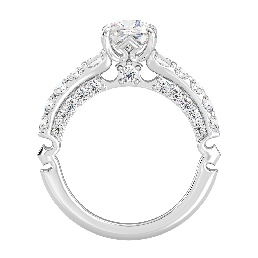 Enchanted Star Lab Grown Diamond 14K Gold Aurora Crown Engagement Ring with White Cut Diamond in 14KT Cushion view 3
