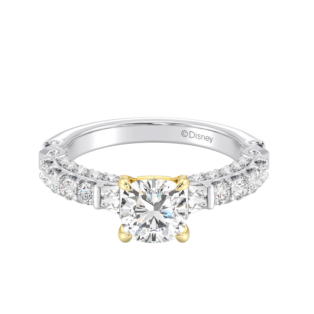 Enchanted Star Lab Grown Diamond 14K Gold Aurora Crown Engagement Ring with White/Yellow Cut Diamond in 14KT Cushion view 2
