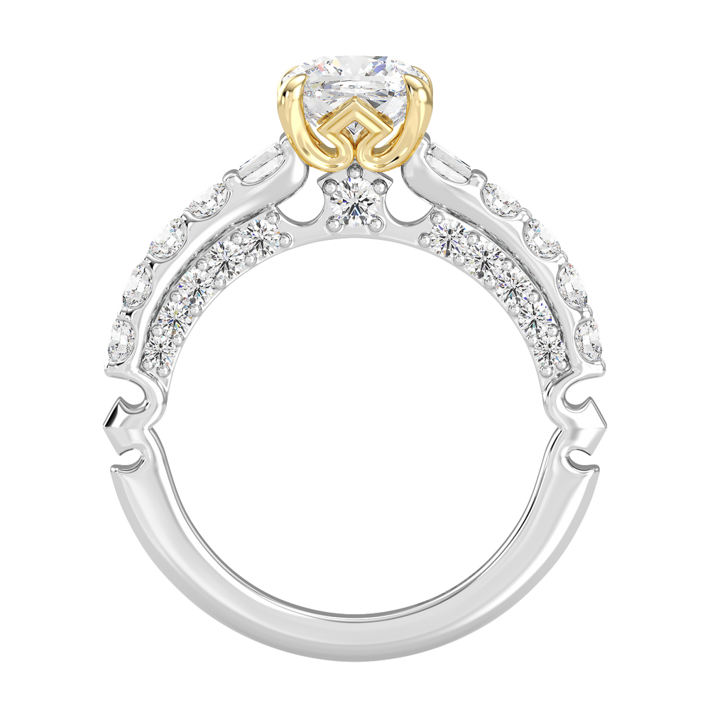 Enchanted Star Lab Grown Diamond 14K Gold Aurora Crown Engagement Ring with White/Yellow Cut Diamond in 14KT Cushion view 3
