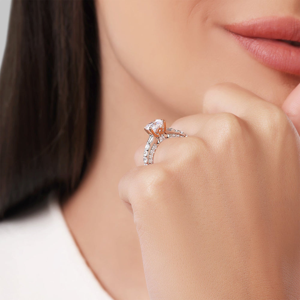 Model Wearing Enchanted Star Lab Grown Diamond 14K Gold Aurora Crown Engagement Ring view