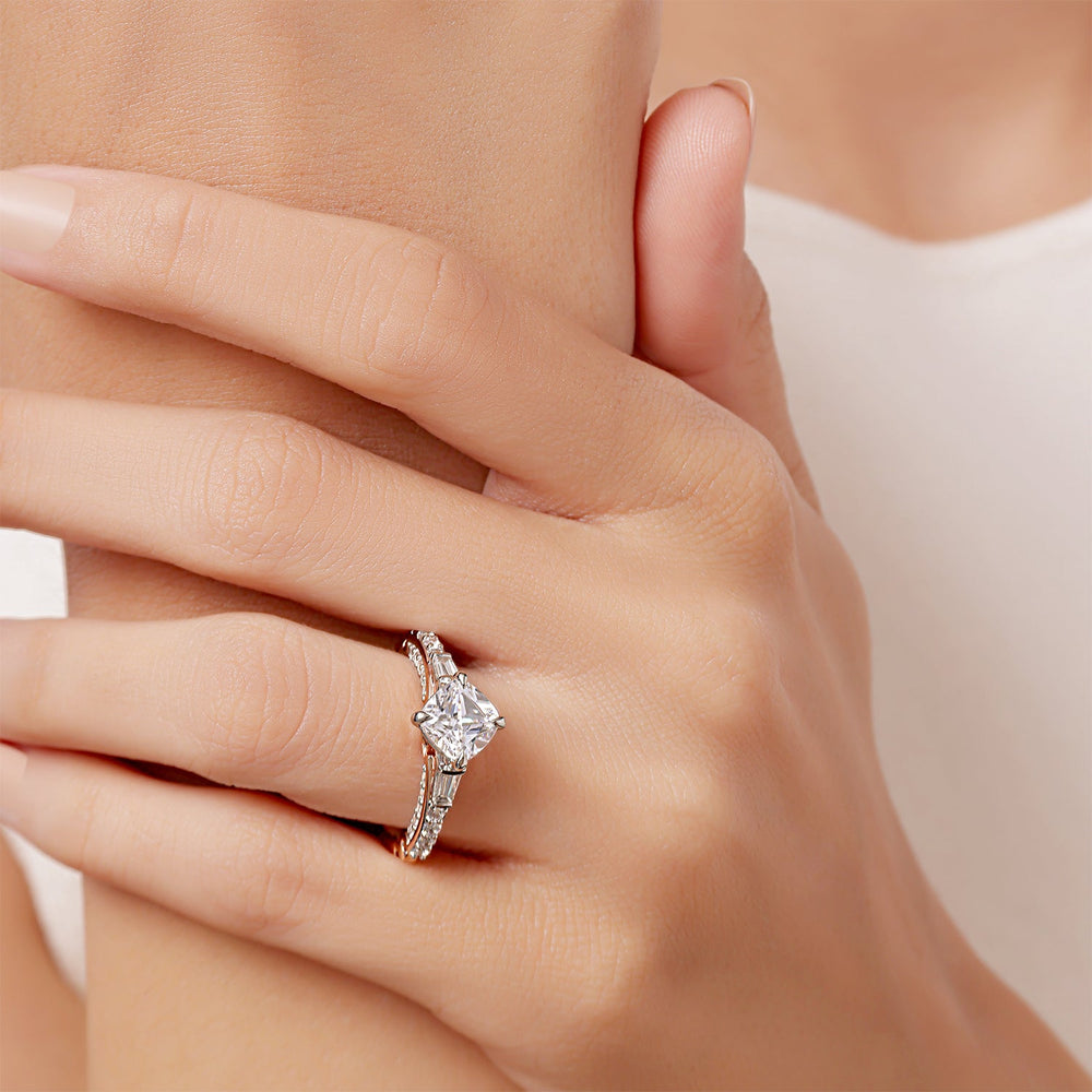 Model Wearing Enchanted Star Lab Grown Diamond 14K Gold Aurora Crown Engagement Ring view