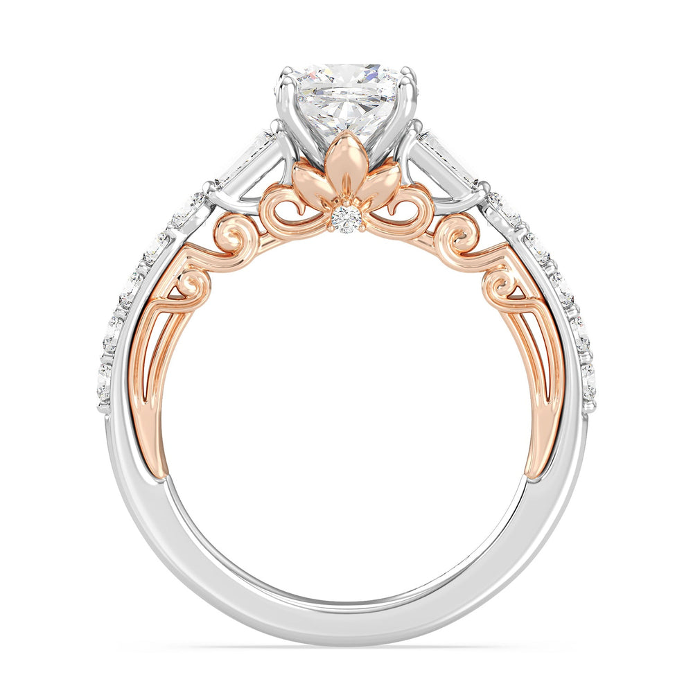 Enchanted Star Lab Grown Diamond 14K Gold Rapunzel Engagement Ring with White/Rose Cut Diamond in 14KT Cushion view 4
