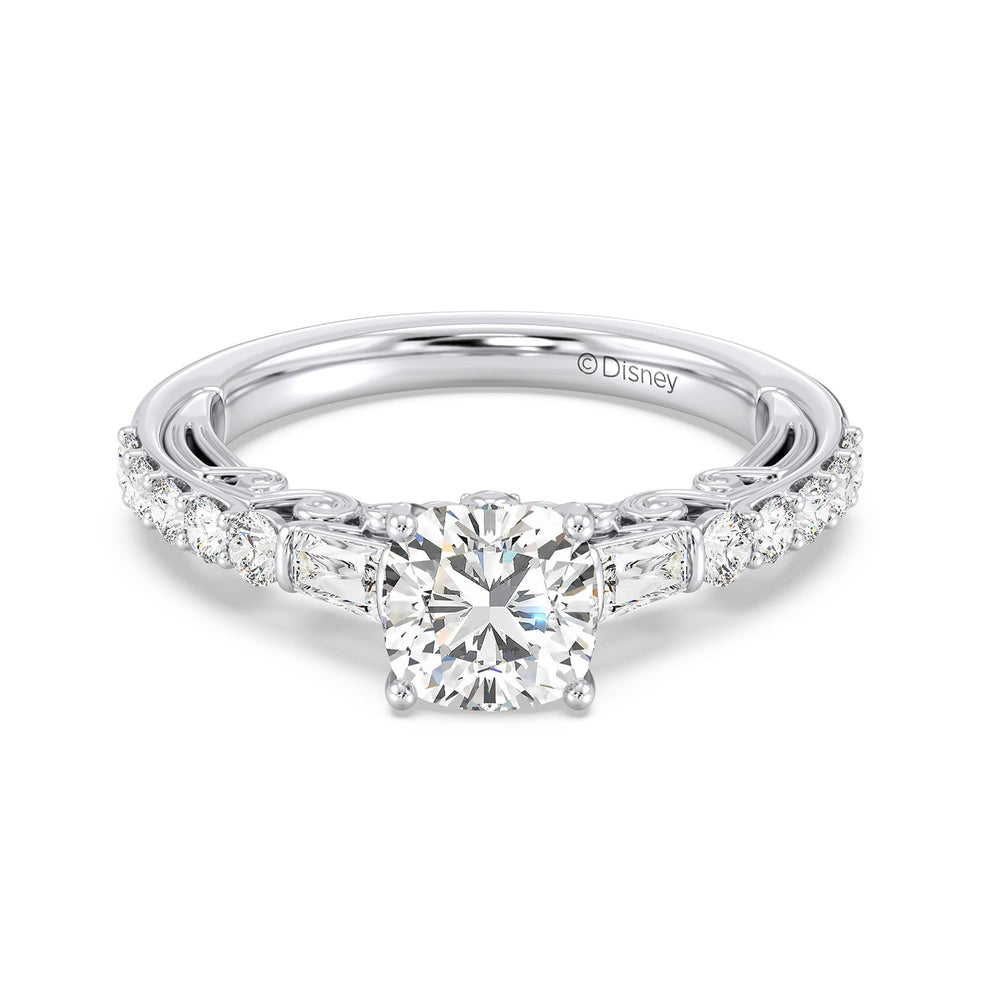 Enchanted Star Lab Grown Diamond 14K Gold Rapunzel Engagement Ring with White Cut Diamond in 14KT Cushion view 3
