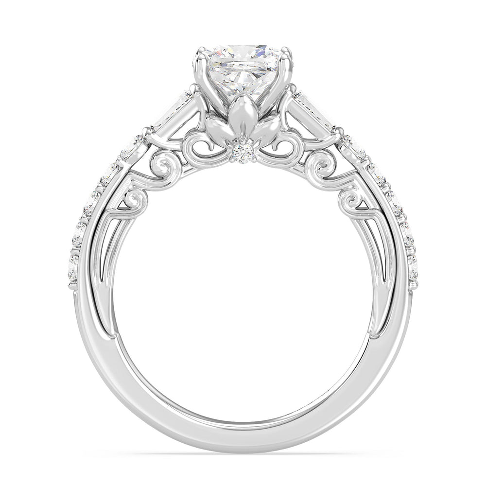 Enchanted Star Lab Grown Diamond 14K Gold Rapunzel Engagement Ring with White Cut Diamond in 14KT Cushion view 4
