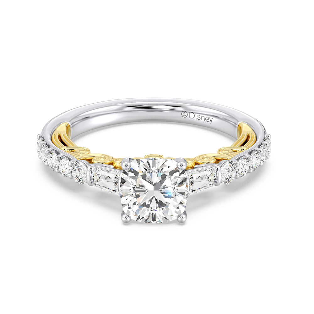 Enchanted Star Lab Grown Diamond 14K Gold Rapunzel Engagement Ring with White/Yellow Cut Diamond in 14KT Cushion view 3
