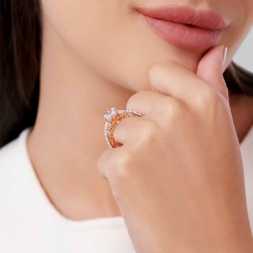 Model Wearing Enchanted Star Lab Grown Diamond 14K Gold Rapunzel Engagement Ring view