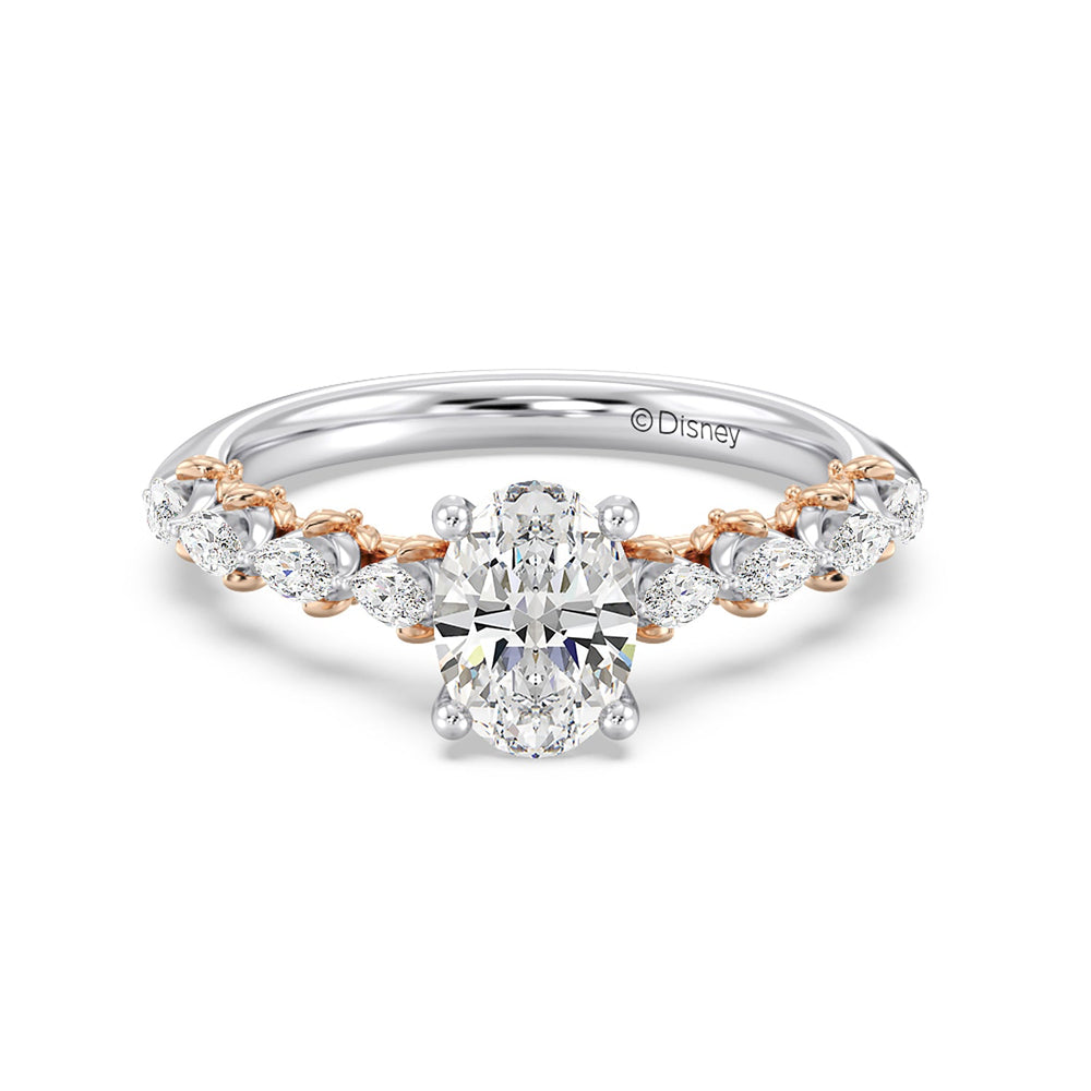Enchanted Star Lab Grown Diamond 14K Gold Rapunzel Magic Flower Engagement Ring with White/Rose Cut Diamond in 14KT Oval view 2
