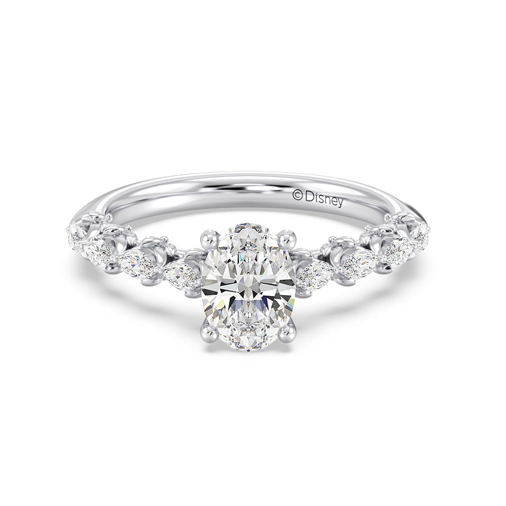 Enchanted Star Lab Grown Diamond 14K Gold Rapunzel Magic Flower Engagement Ring with White Cut Diamond in 14KT Oval view 2
