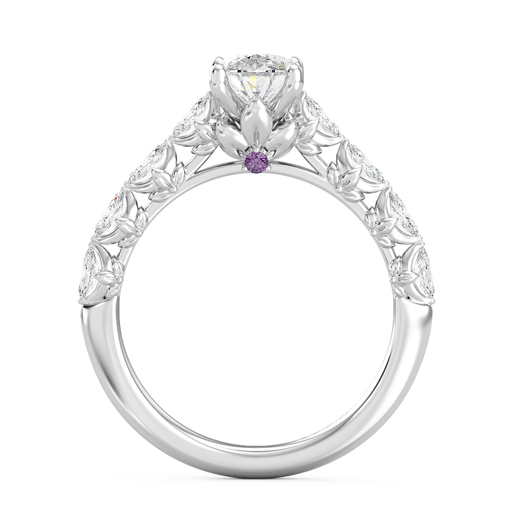Enchanted Star Lab Grown Diamond 14K Gold Rapunzel Magic Flower Engagement Ring with White Cut Diamond in 14KT Oval view 3
