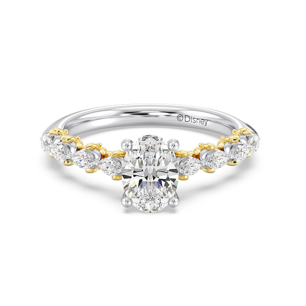 Enchanted Star Lab Grown Diamond 14K Gold Rapunzel Magic Flower Engagement Ring with White/Yellow Cut Diamond in 14KT Oval view 2
