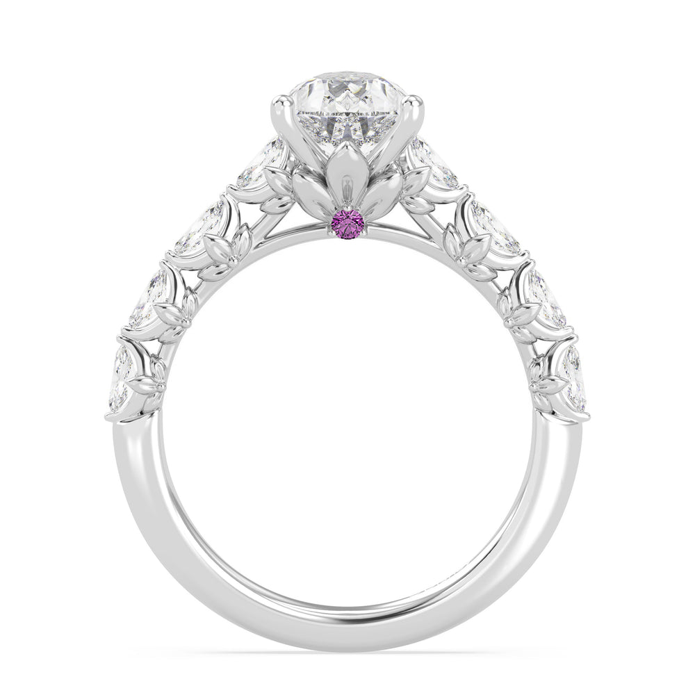 Enchanted Star Lab Grown Diamond 14K Gold Rapunzel Magic Flower Engagement Ring with White Cut Diamond in 14KT Pear view 3
