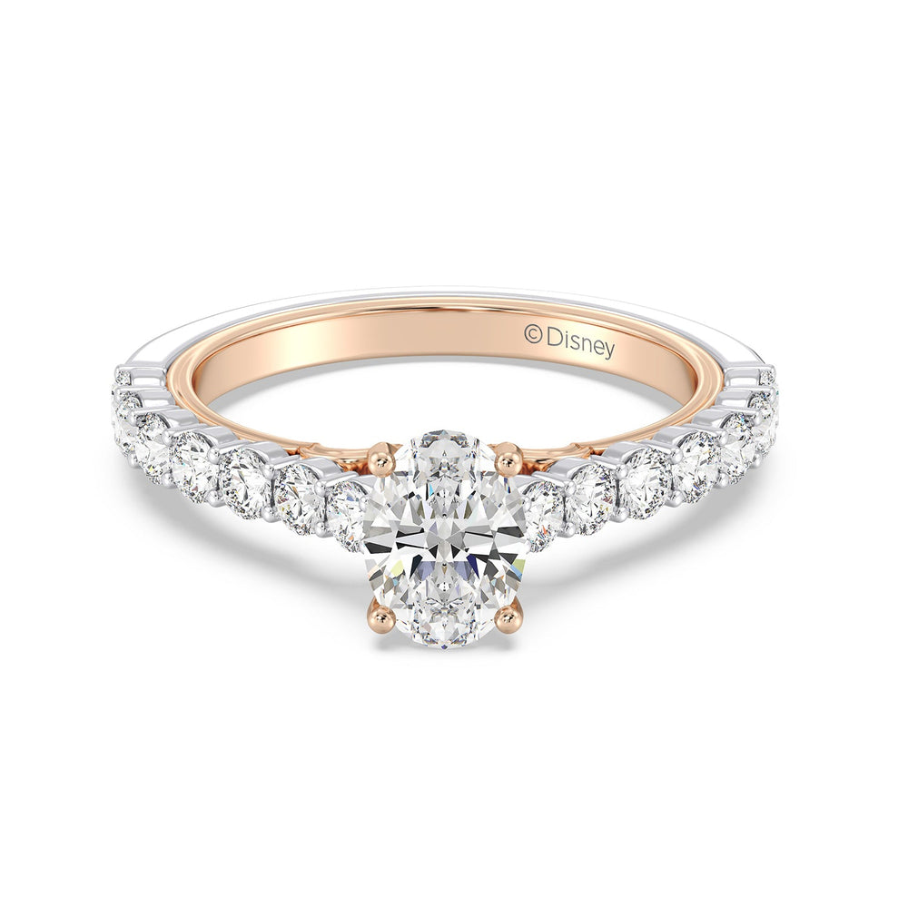 Enchanted Star Lab Grown Diamond 14K Gold Jasmine Arabesque Engagement Ring with White/Rose Cut Diamond in 14KT Oval view 2
