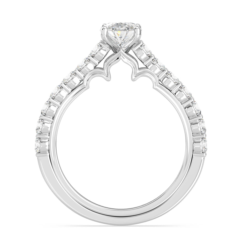 Enchanted Star Lab Grown Diamond 14K Gold Jasmine Arabesque Engagement Ring with White Cut Diamond in 14KT Oval view 3
