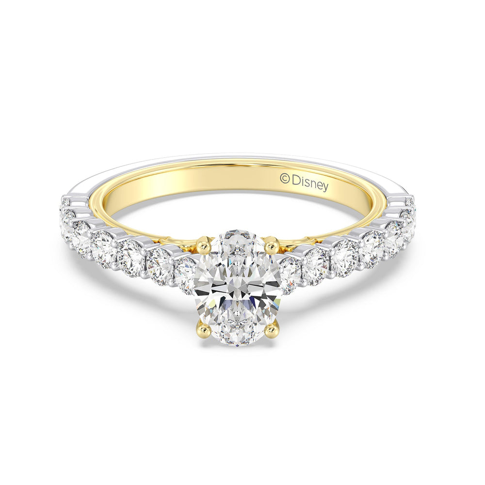 Enchanted Star Lab Grown Diamond 14K Gold Jasmine Arabesque Engagement Ring with White/Yellow Cut Diamond in 14KT Oval view 2
