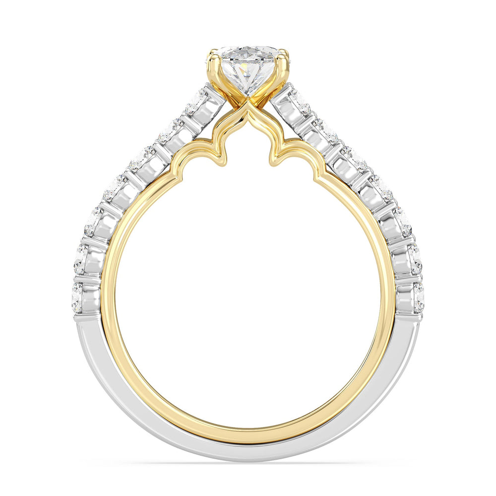 Enchanted Star Lab Grown Diamond 14K Gold Jasmine Arabesque Engagement Ring with White/Yellow Cut Diamond in 14KT Oval view 3
