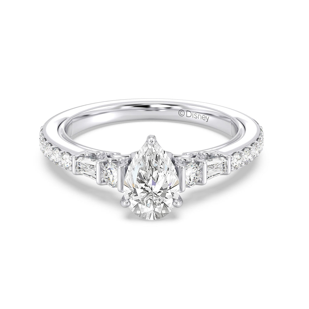 Enchanted Star Lab Grown Diamond 14K Gold Jasmine Three Prong Engagement Ring with White Cut Diamond in 14KT Pear view 3
