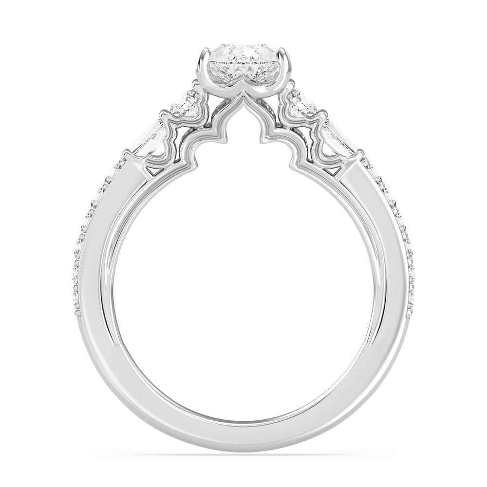 Enchanted Star Lab Grown Diamond 14K Gold Jasmine Three Prong Engagement Ring with White Cut Diamond in 14KT Pear view 2
