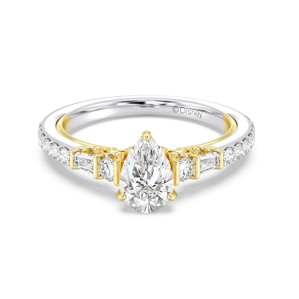 Enchanted Star Lab Grown Diamond 14K Gold Jasmine Three Prong Engagement Ring with White/Yellow Cut Diamond in 14KT Pear view 2
