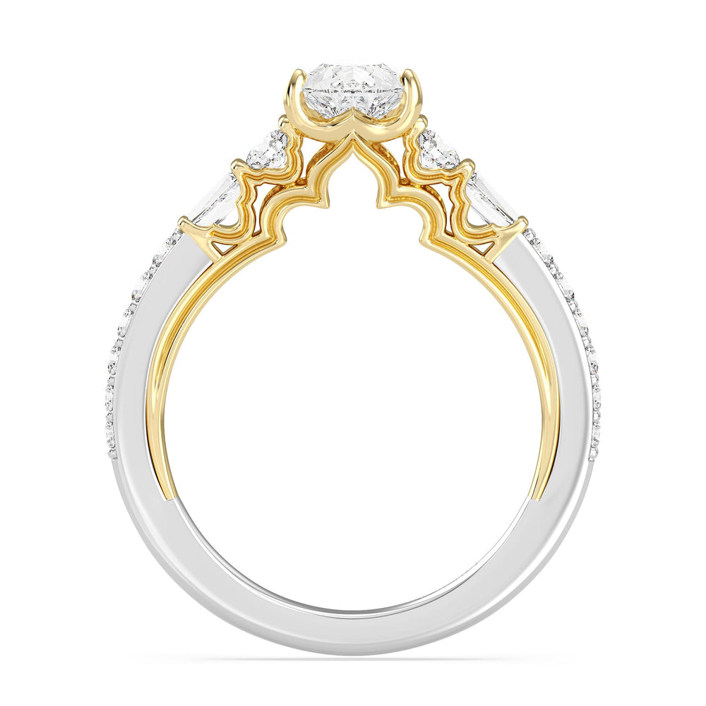 Enchanted Star Lab Grown Diamond 14K Gold Jasmine Three Prong Engagement Ring with White/Yellow Cut Diamond in 14KT Pear view 3
