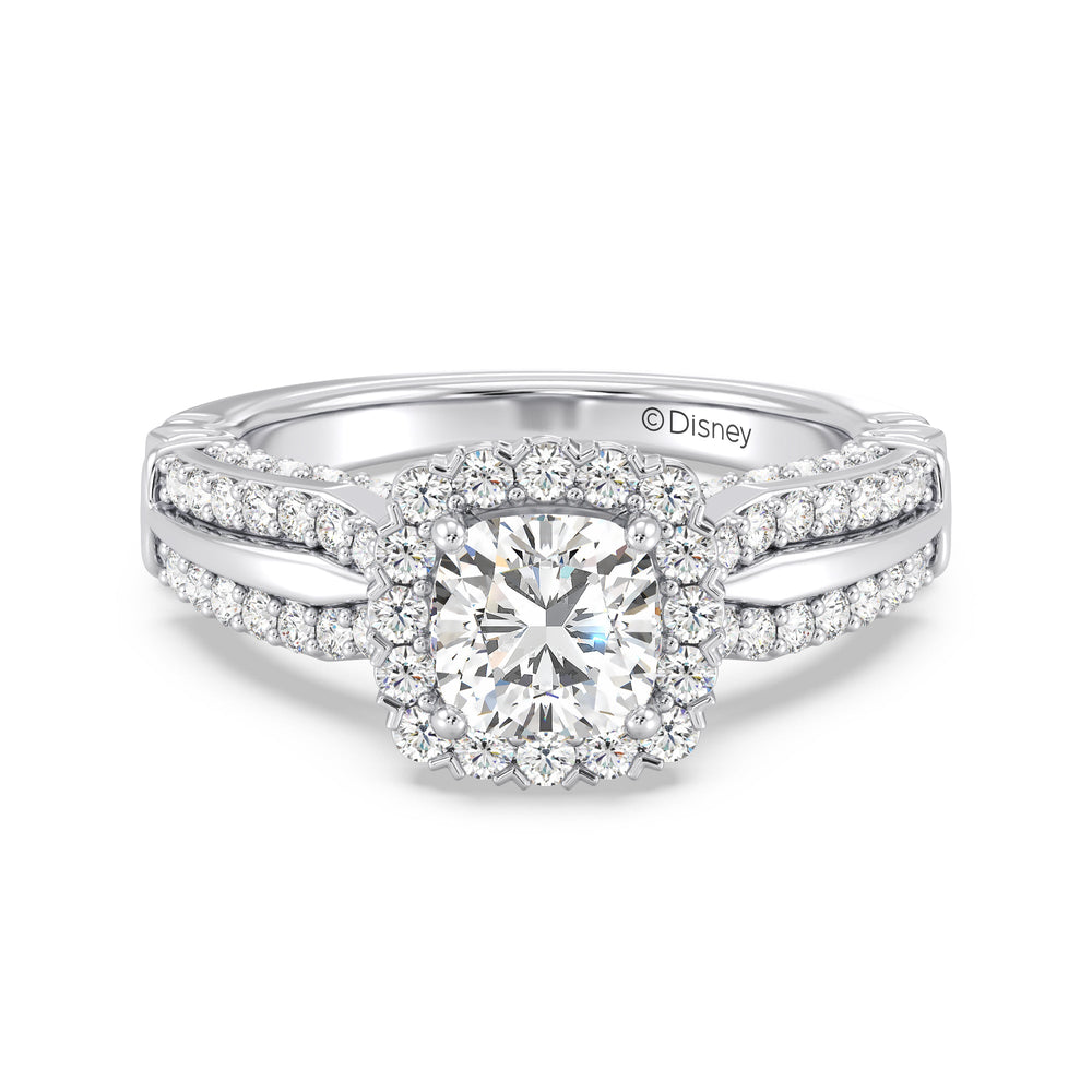 Enchanted Star Lab Grown Diamond Aurora Crown Engagement Ring with White Cut Diamond in 14KT Cushion view 2
