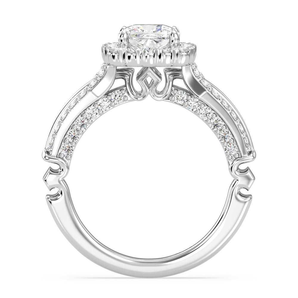 Enchanted Star Lab Grown Diamond Aurora Crown Engagement Ring with White Cut Diamond in 14KT Cushion view 3
