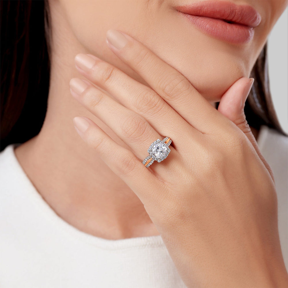 Model Wearing Enchanted Star Lab Grown Diamond Aurora Crown Engagement Ring view