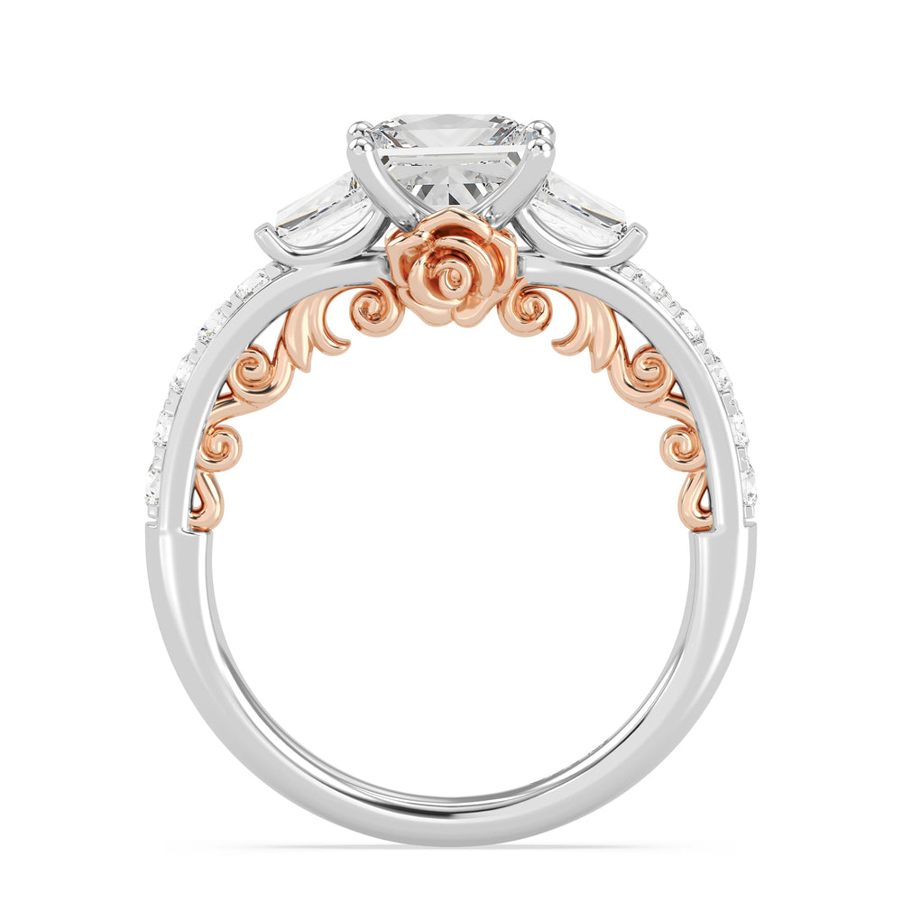 Enchanted Star Lab Grown Diamond 14K Gold Belle Gallery Engagement Ring with White/Rose Cut Diamond in 14KT Princess view 5
