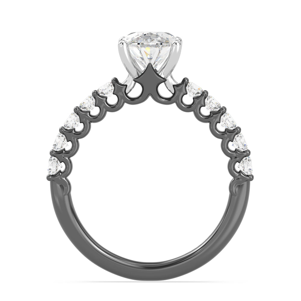 Enchanted Star Lab Grown Diamond Black Rhodium Over 14K Gold Maleficent Spiral Engagement Ring with Black/White Cut Diamond in 14KT Oval view 3
