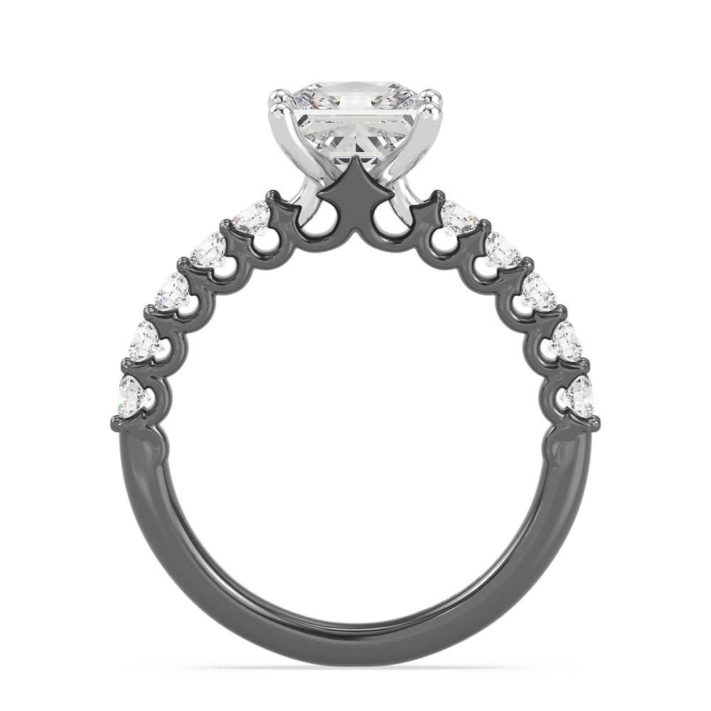 Enchanted Star Lab Grown Diamond Black Rhodium Over 14K Gold Maleficent Spiral Engagement Ring with Black/White Cut Diamond in 14KT Princess view 3
