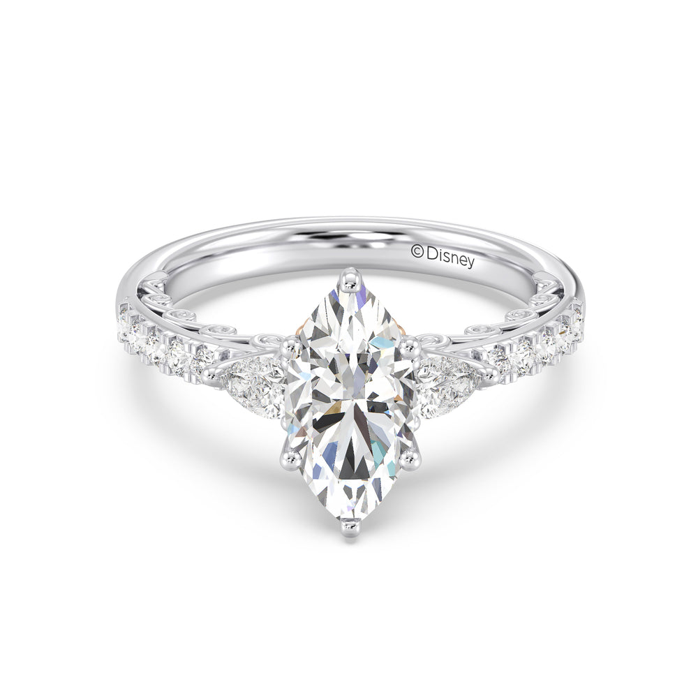 Enchanted Star Lab Grown Diamond 14K Gold Ariel Shell Gallery Engagement Ring with White/Rose Cut Diamond in 14KT Marquise view 2
