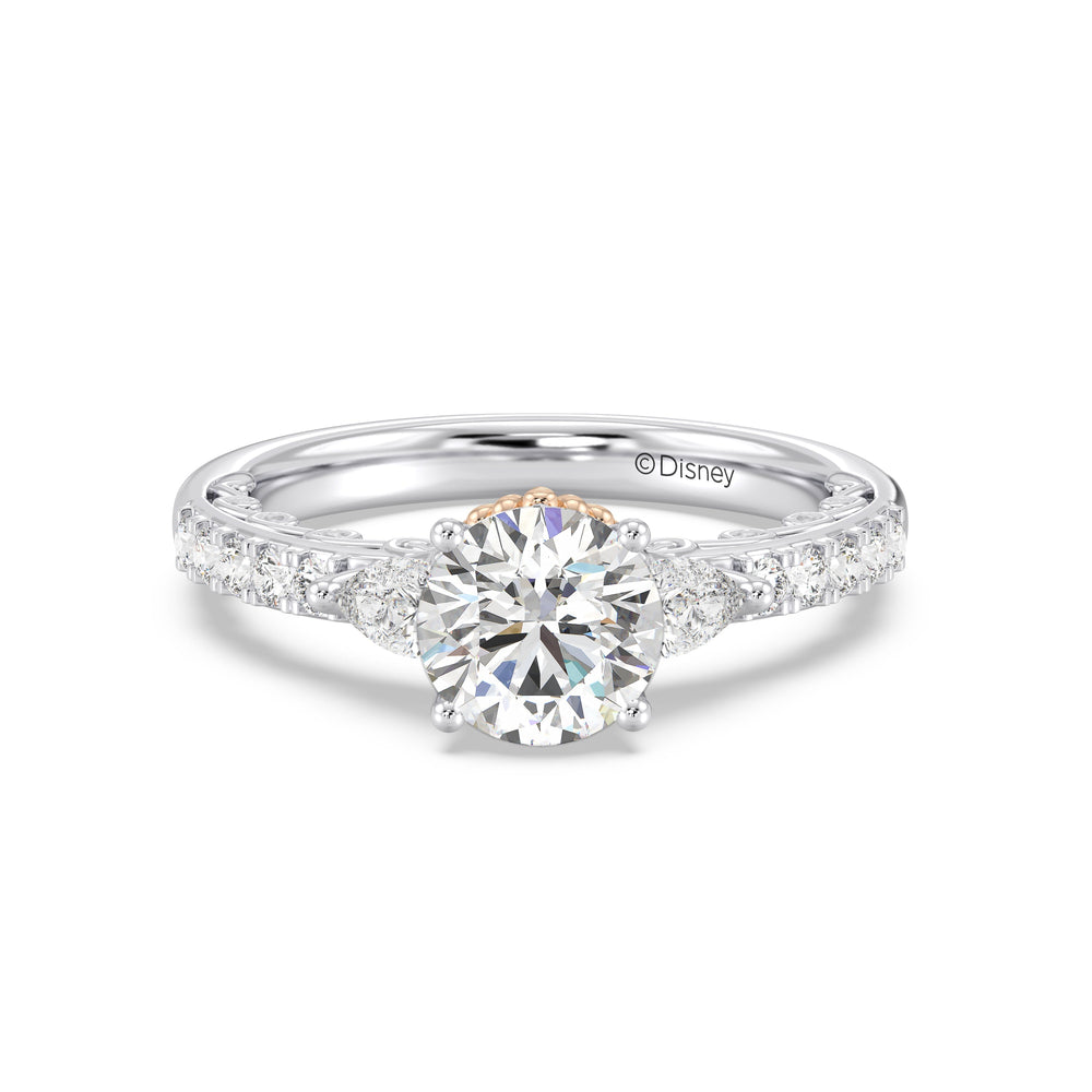 Enchanted Star Lab Grown Diamond 14K Gold Ariel Shell Gallery Engagement Ring with White/Rose Cut Diamond in 14KT Round view 2
