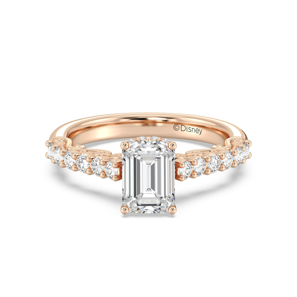 Enchanted Star Lab Grown Diamond 14K Gold Cinderella Filigree Engagement Ring with Rose Cut Diamond in 14KT Emerald view 2
