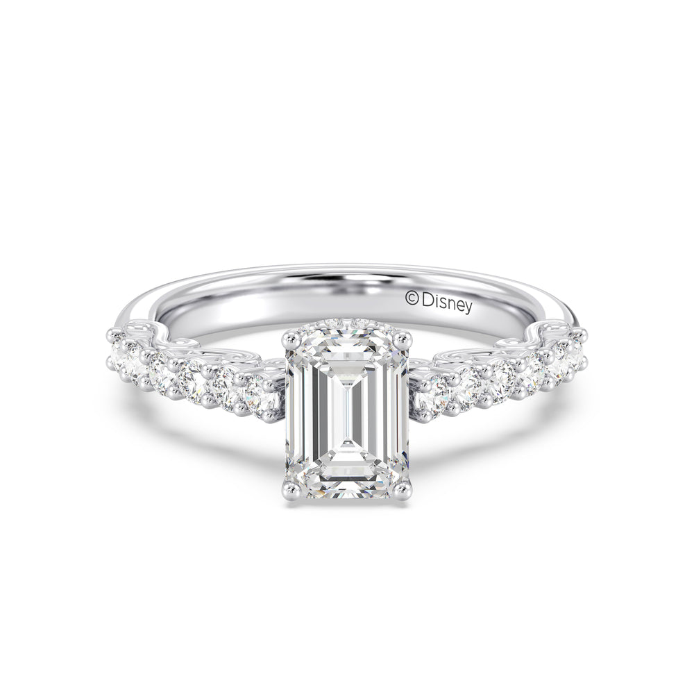Enchanted Star Lab Grown Diamond 14K Gold Cinderella Filigree Engagement Ring with White Cut Diamond in 14KT Emerald view 2
