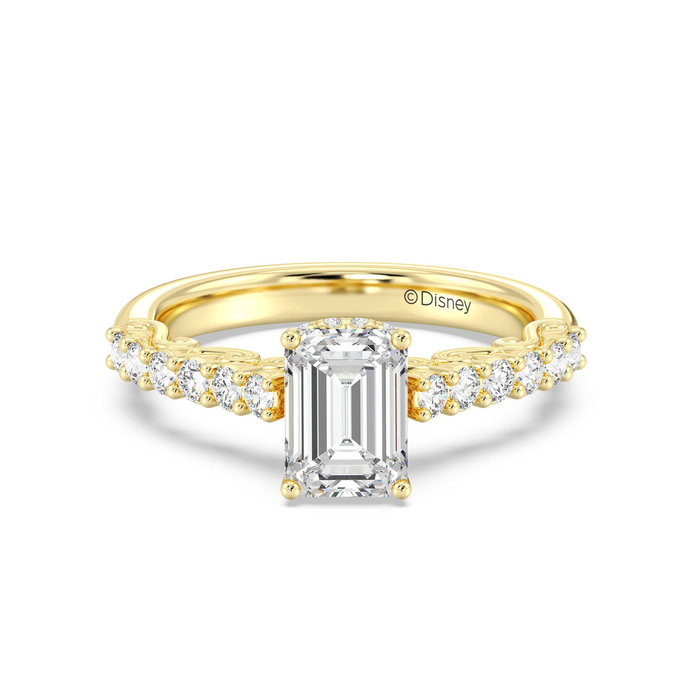 Enchanted Star Lab Grown Diamond 14K Gold Cinderella Filigree Engagement Ring with Yellow Cut Diamond in 14KT Emerald view 2
