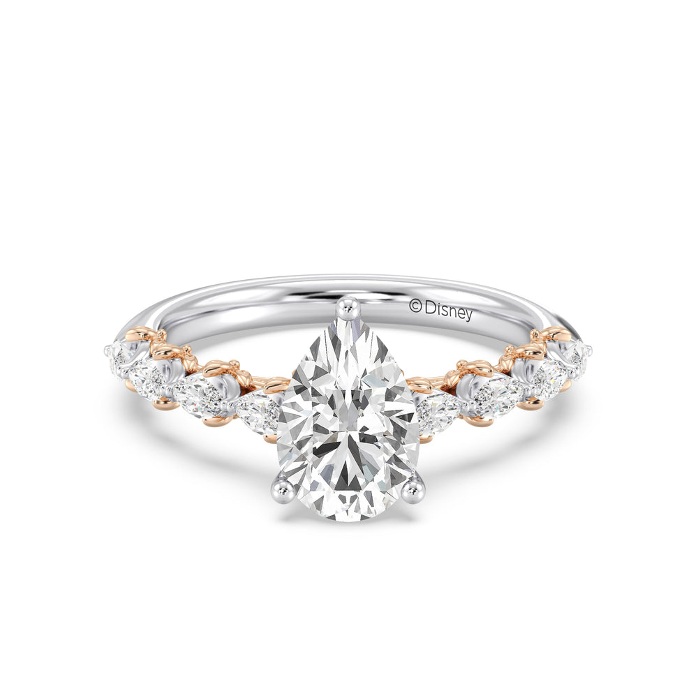 Enchanted Star Lab Grown Diamond 14K Gold Rapunzel Magic Flower Engagement Ring with White/Rose Cut Diamond in 14KT Pear view 2
