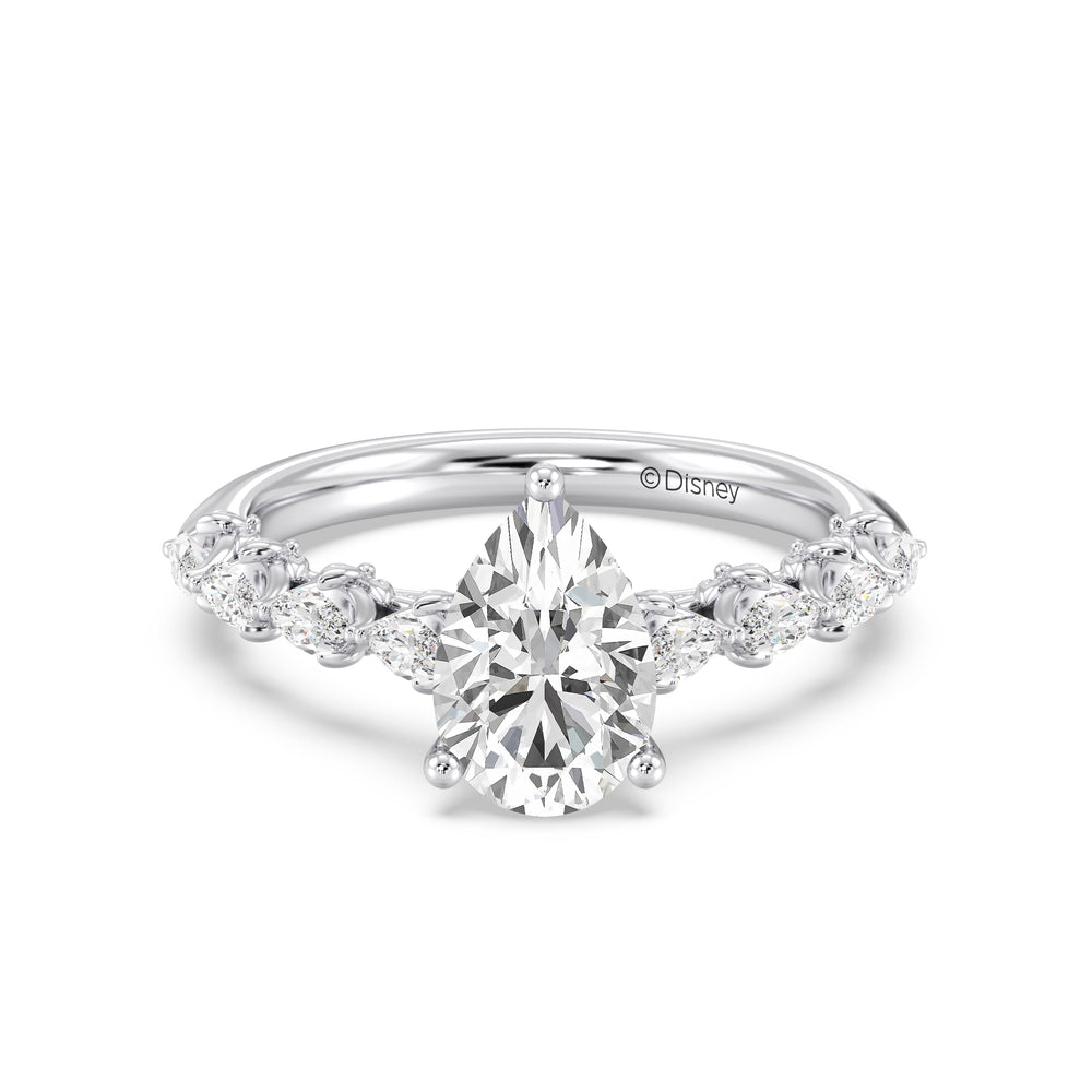 Enchanted Star Lab Grown Diamond 14K Gold Rapunzel Magic Flower Engagement Ring with White Cut Diamond in 14KT Pear view 2
